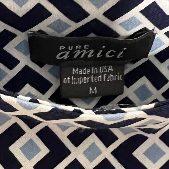 Pure Amici Set Geometric Jacket Pull On Crop Pant Stretch Preppy Blue Size S - Picture 12 of 14